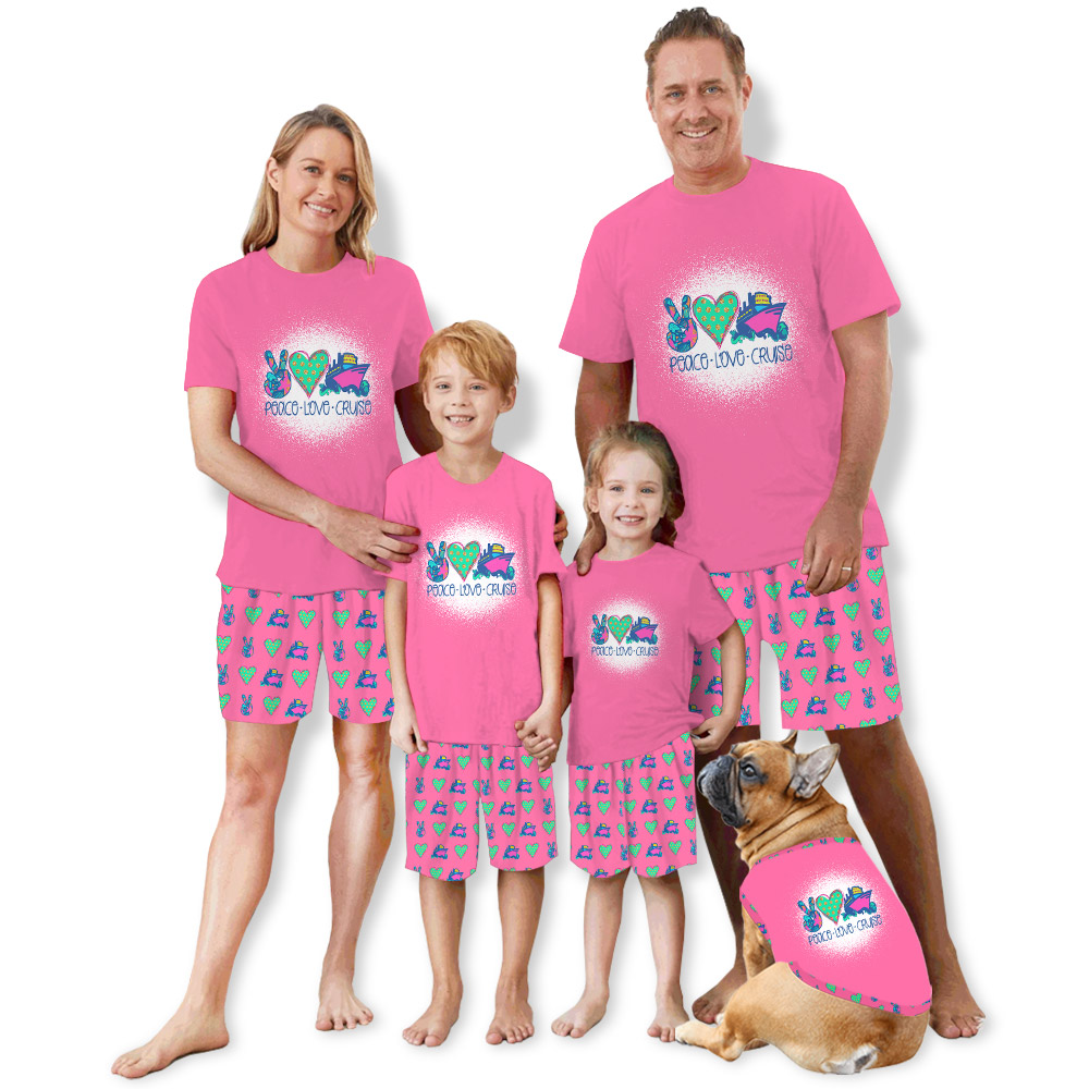 Sweet Pink Peace Love Cruise Ship Vacation Pajamas