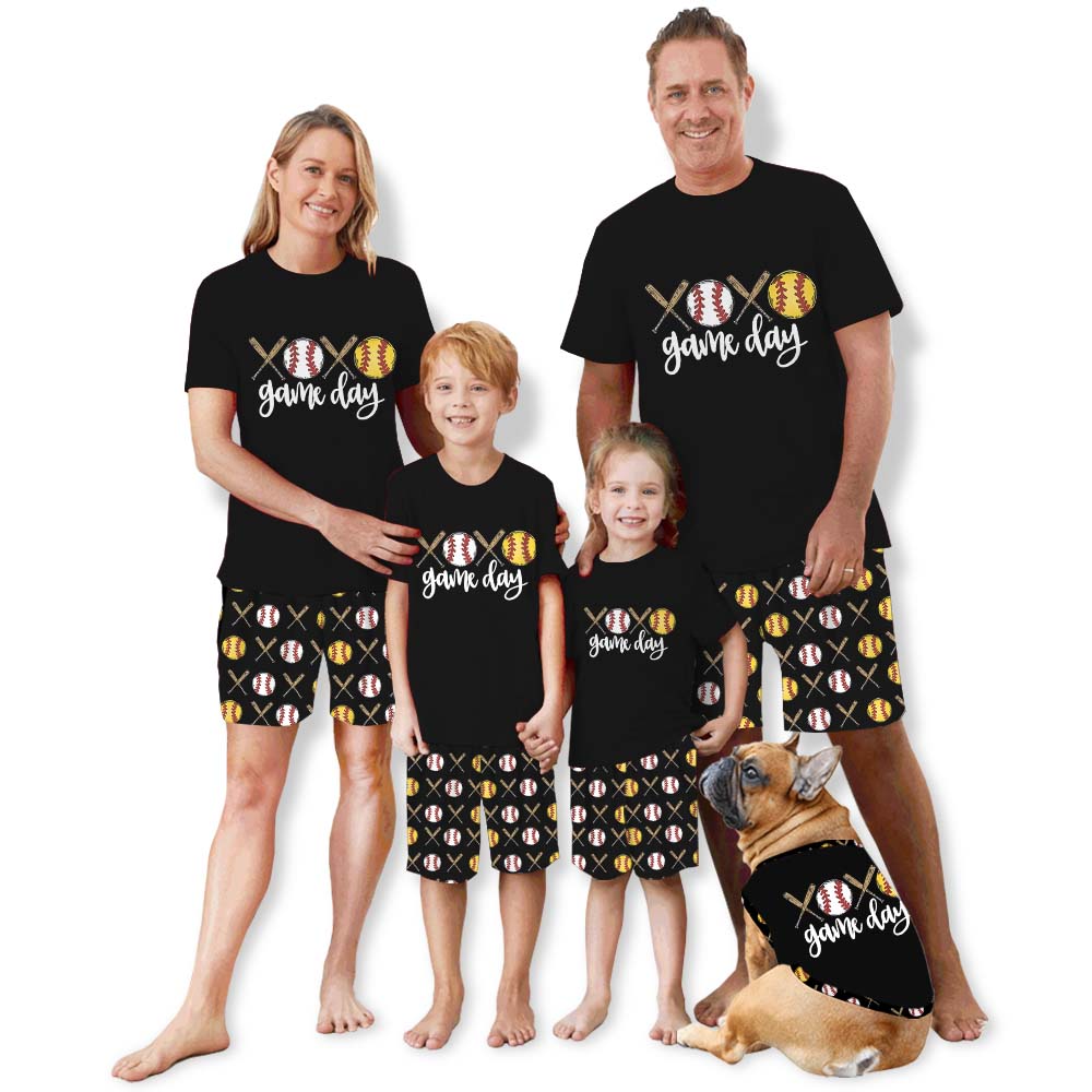 Baseball And Softball Game Day Pajamas For Adults Short Sleeves Baseball And Softball Game Day Pajamas For Adults Short Sleeves