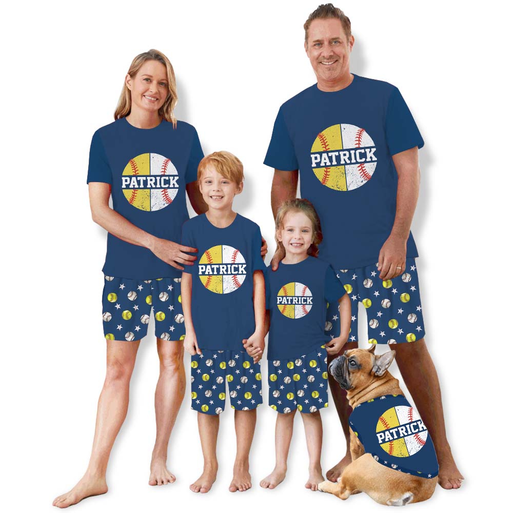 Personalized Baseball and Softball Sport Matching Pajamas Personalized Baseball and Softball Sport Matching Pajamas