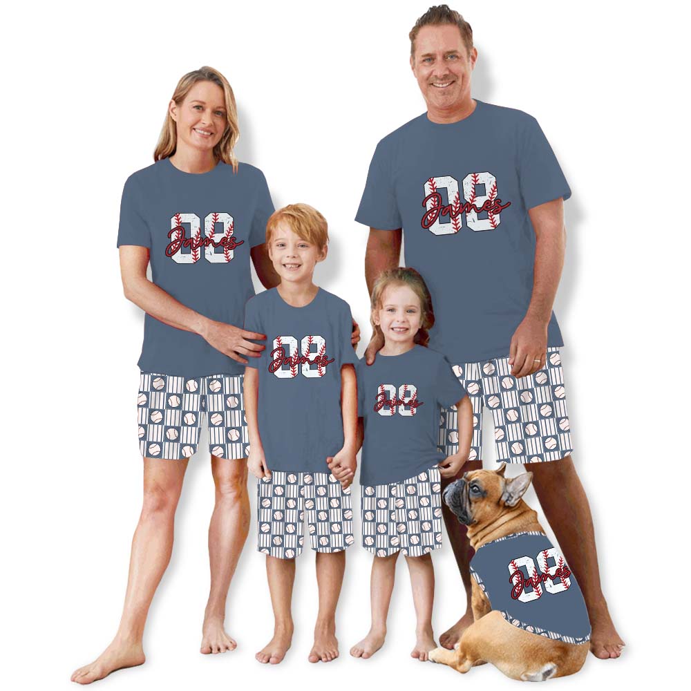 Unique Baseball Number Sport Pajama Short Set