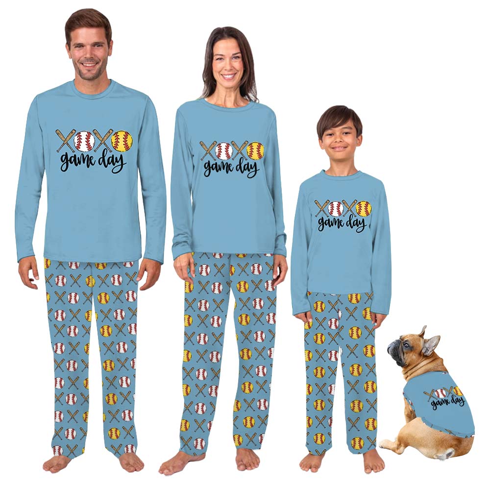 Baseball And Softball Game Day Themed Owner And Dog Pajamas Baseball And Softball Game Day Themed Owner And Dog Pajamas