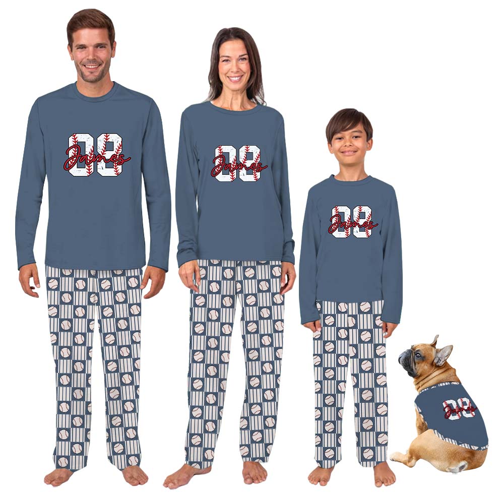 Custom Baseball Number Sport Matching Pajamas Custom Baseball Number Sport Matching Pajamas