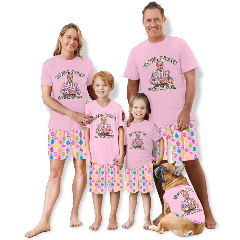 Trump Easter Pajamas For Adults Short Sleeves Pink Trump Easter Pajamas For Adults Short Sleeves Pink
