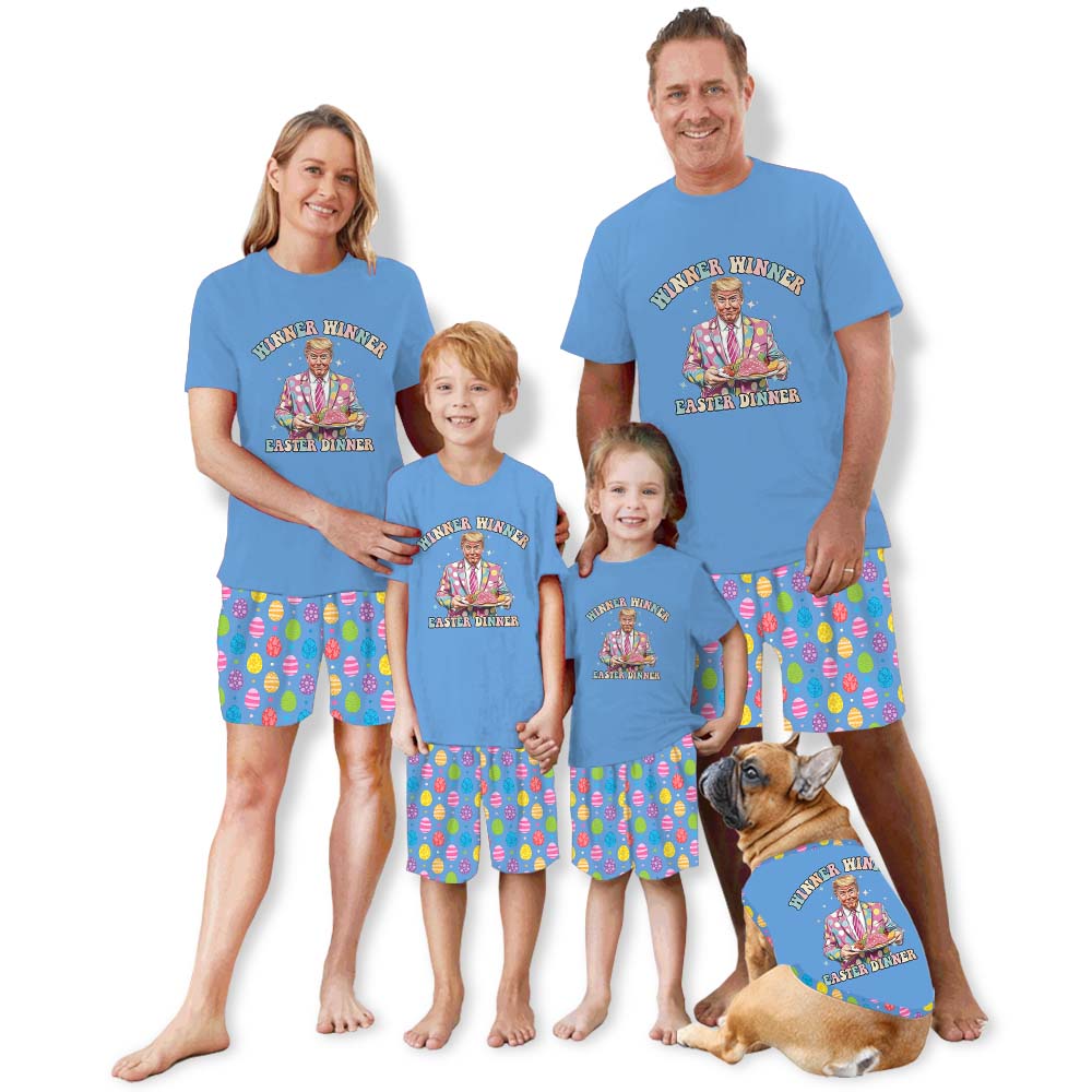 Winner Winner Easter Dinner Jammies Matching Short Sleeves Winner Winner Easter Dinner Jammies Matching Short Sleeves