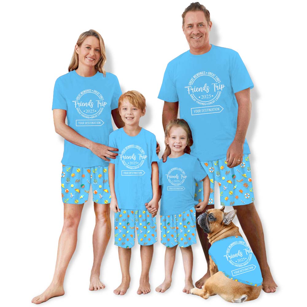 Friends Trip 2025 With Destination Pajamas For Adults Short Sleeves