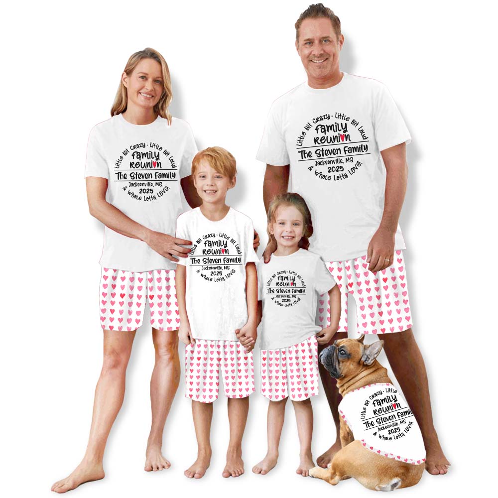 Personalized Family Reunion Matching Family Pajama Shorts Set Personalized Family Reunion Matching Family Pajama Shorts Set