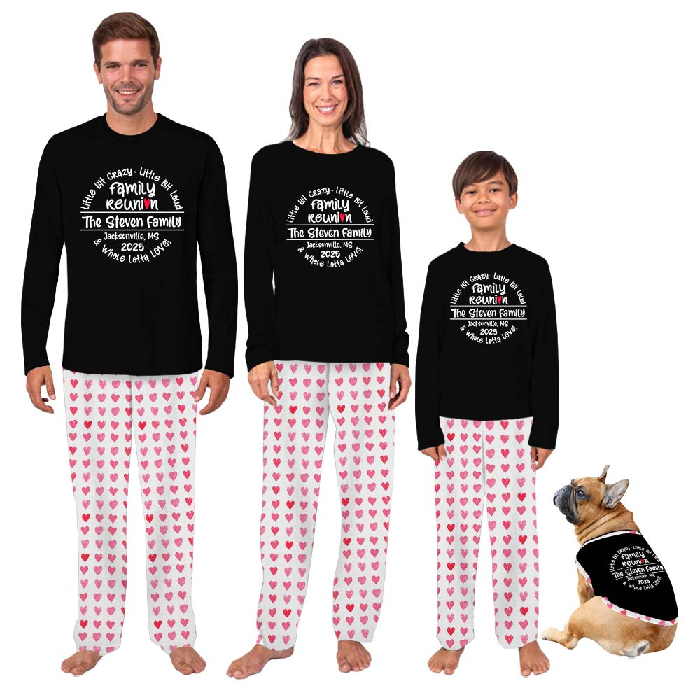 Personalized Family Reunion Matching Family Pajamas With Dogs Personalized Family Reunion Matching Family Pajamas With Dogs