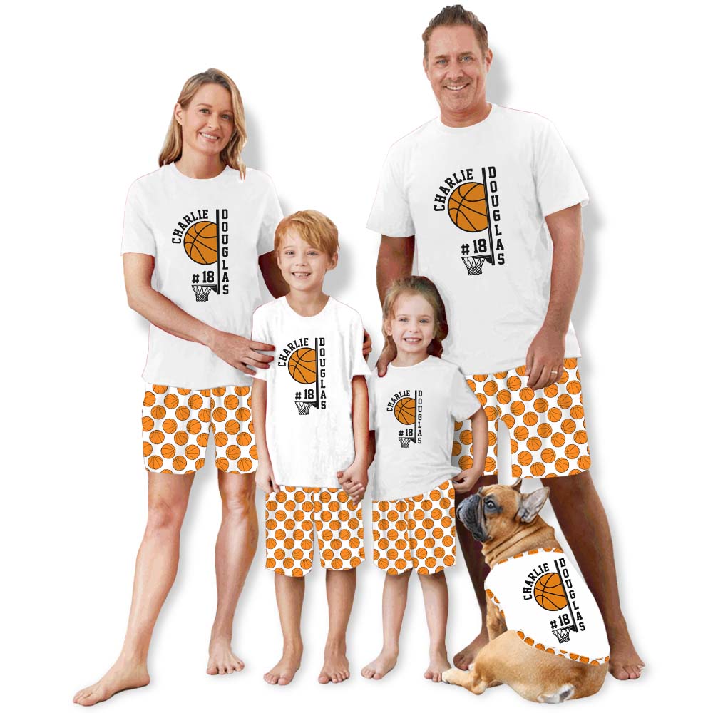 Personalized Basketball With Name Pajamas For Adults Short Sleeves Personalized Basketball With Name Pajamas For Adults Short Sleeves