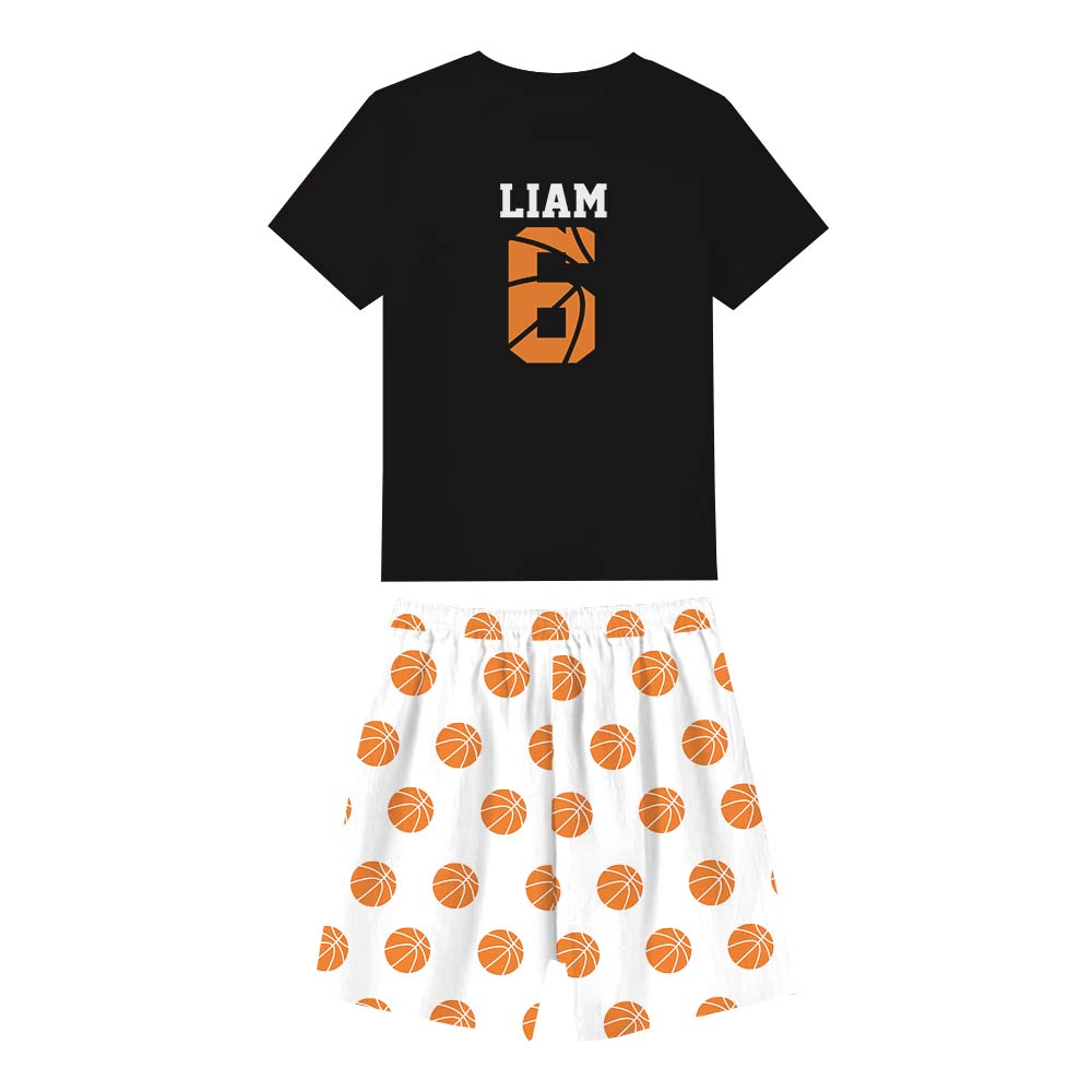 Custom Name Basketball Pajamas For Adults Short Sleeves