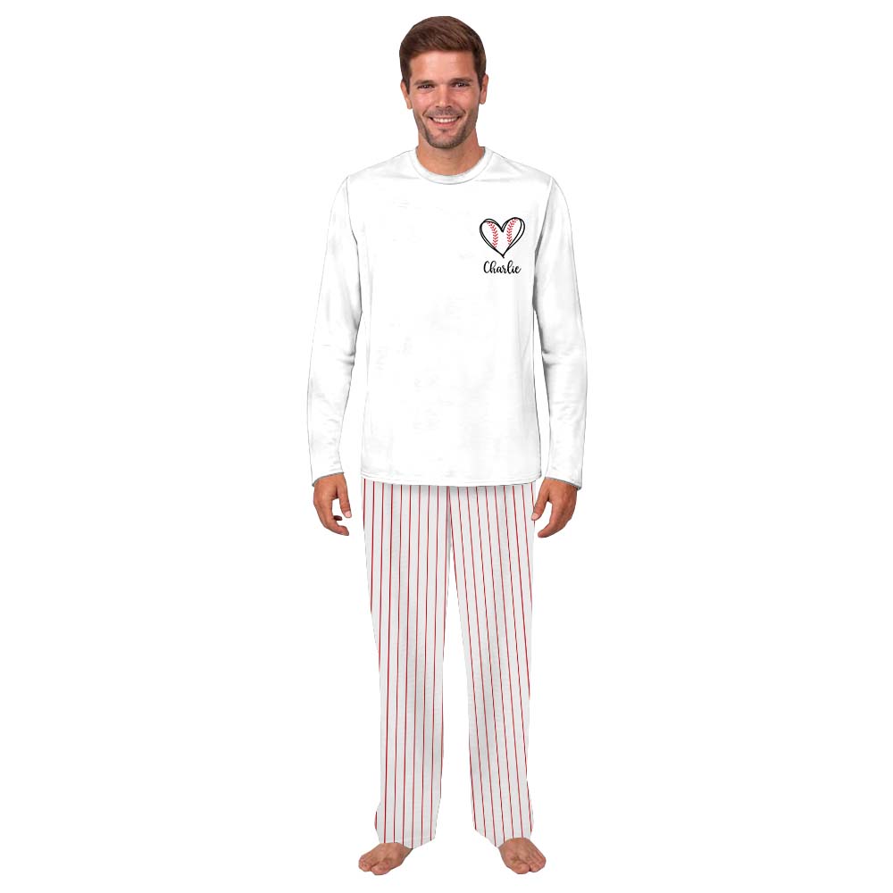 Unique Baseball Heart With Name Family Sport Jammies Unique Baseball Heart With Name Family Sport Jammies