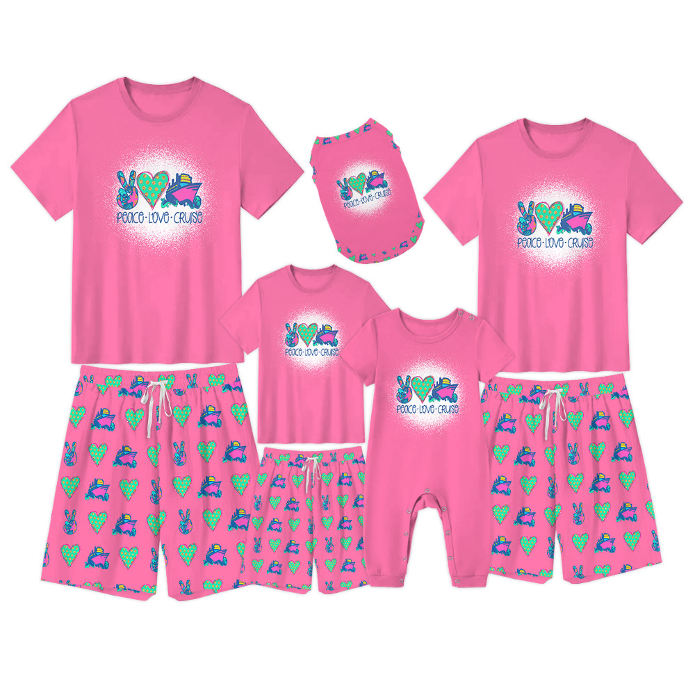Sweet Pink Peace Love Cruise Ship Vacation Pajamas