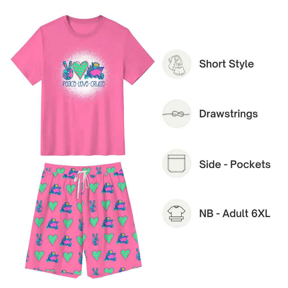 Sweet Pink Peace Love Cruise Ship Vacation Pajamas