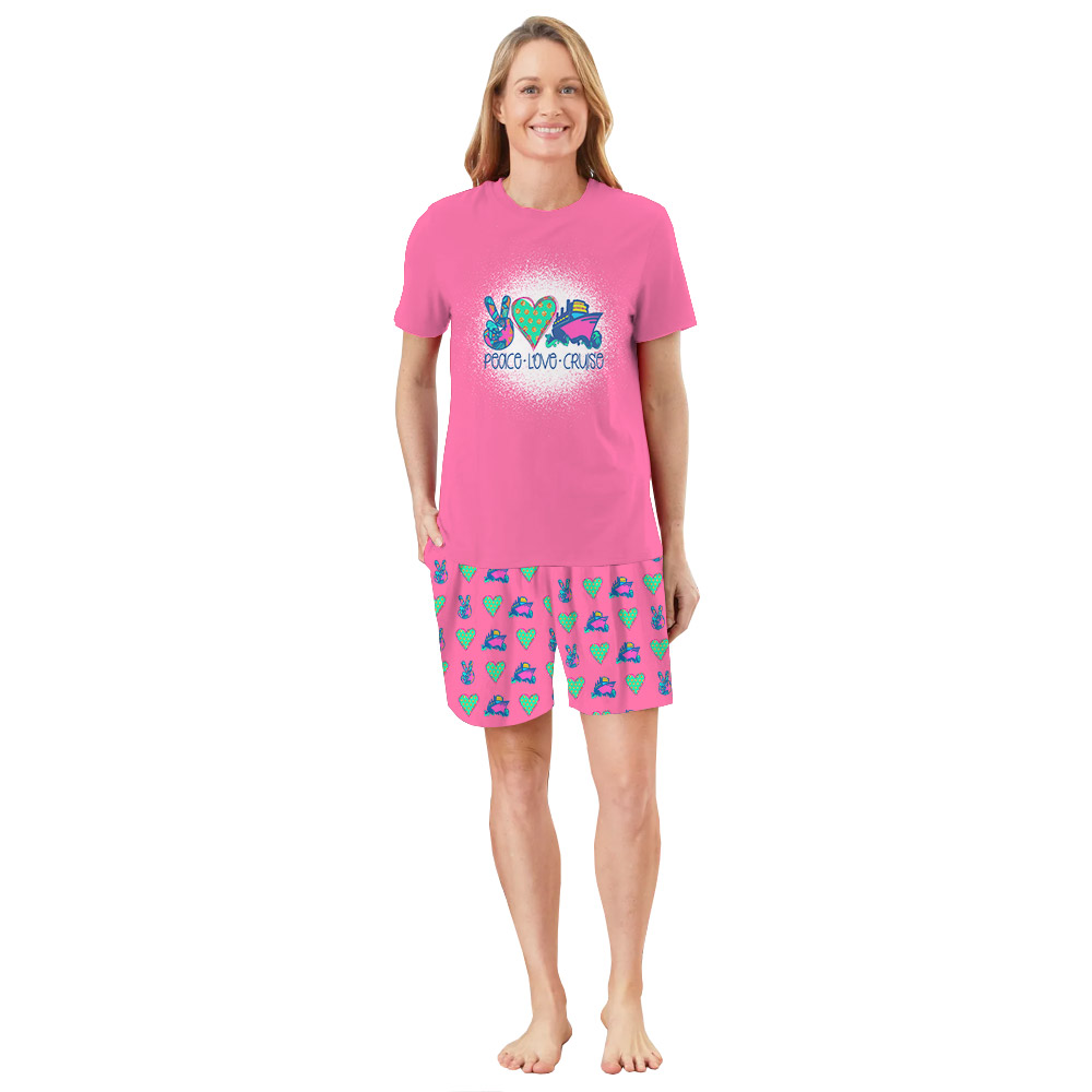 Sweet Pink Peace Love Cruise Ship Vacation Pajamas