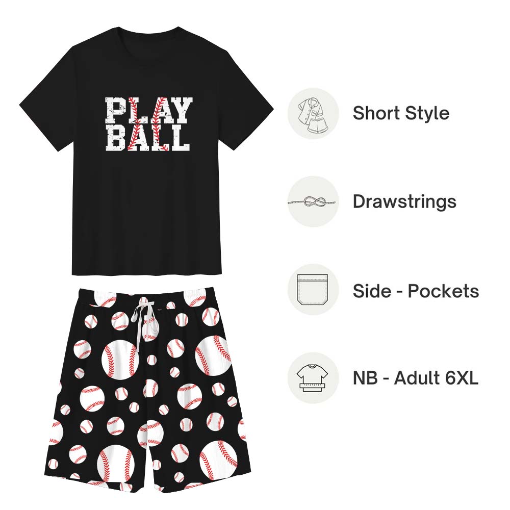 Play Ball Family Sport Pajamas With Dog Short Sleeves