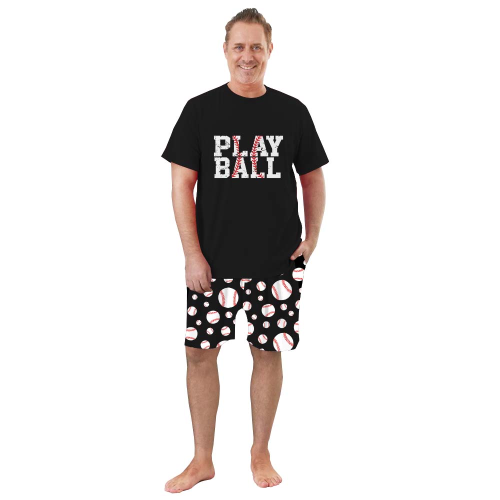 Play Ball Family Sport Pajamas With Dog Short Sleeves
