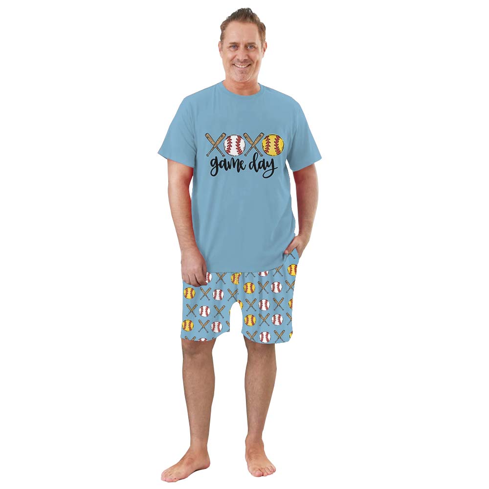 Baseball and Softball Game Day Matching Family Pajamas With Dogs Short Sleeves