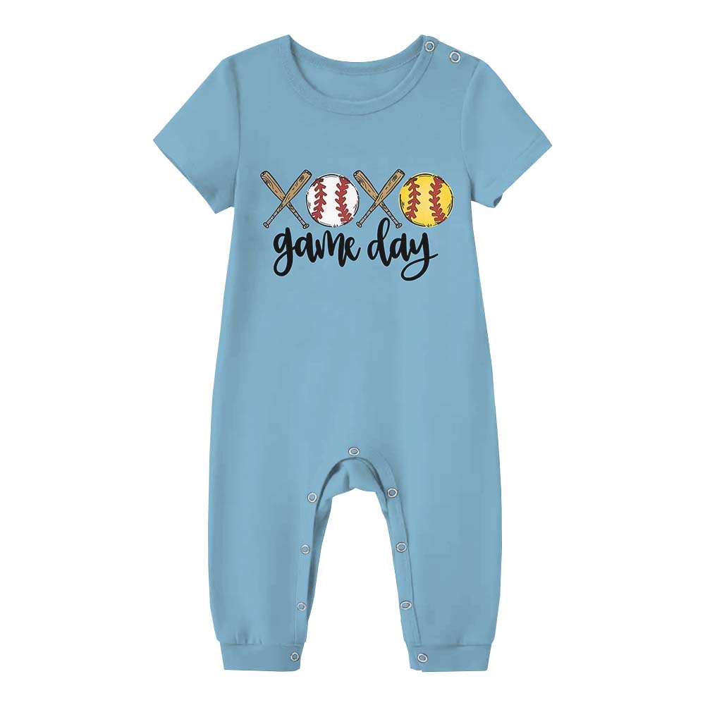 Baseball and Softball Game Day Matching Family Pajamas With Dogs Short Sleeves