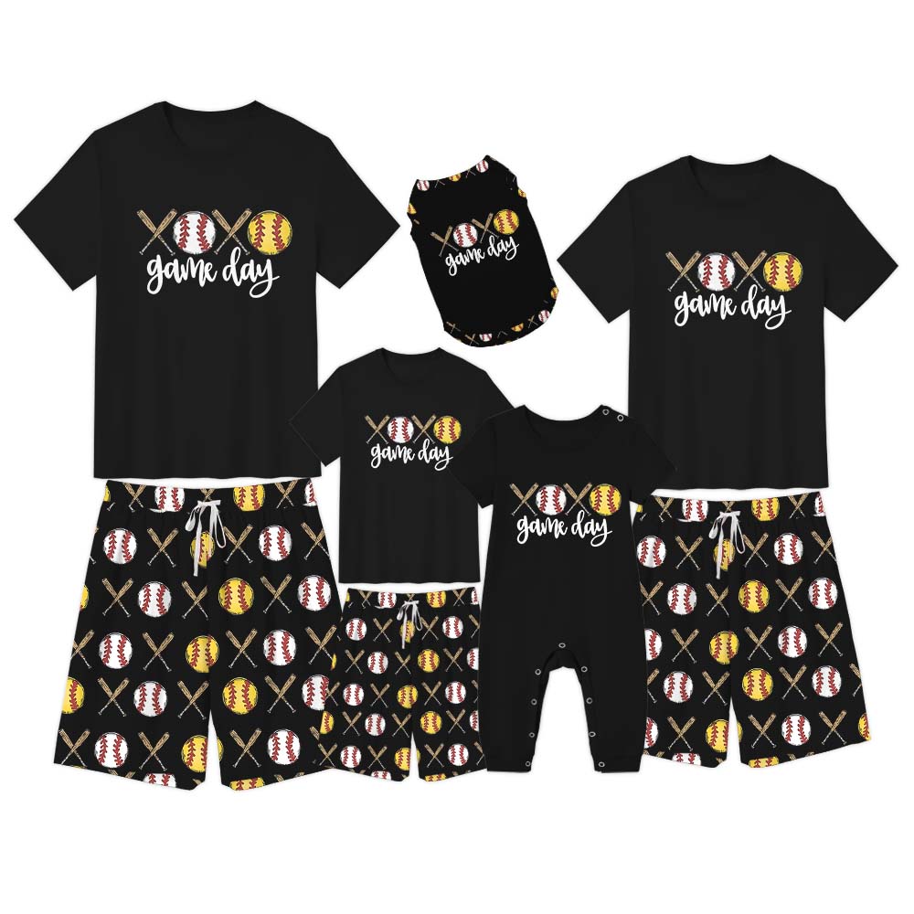 Baseball And Softball Game Day Pajamas For Adults Short Sleeves Baseball And Softball Game Day Pajamas For Adults Short Sleeves