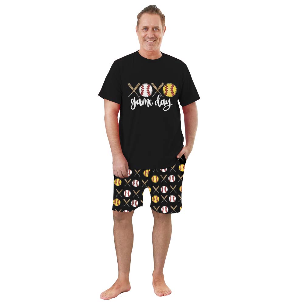 Baseball And Softball Game Day Pajamas For Adults Short Sleeves Baseball And Softball Game Day Pajamas For Adults Short Sleeves