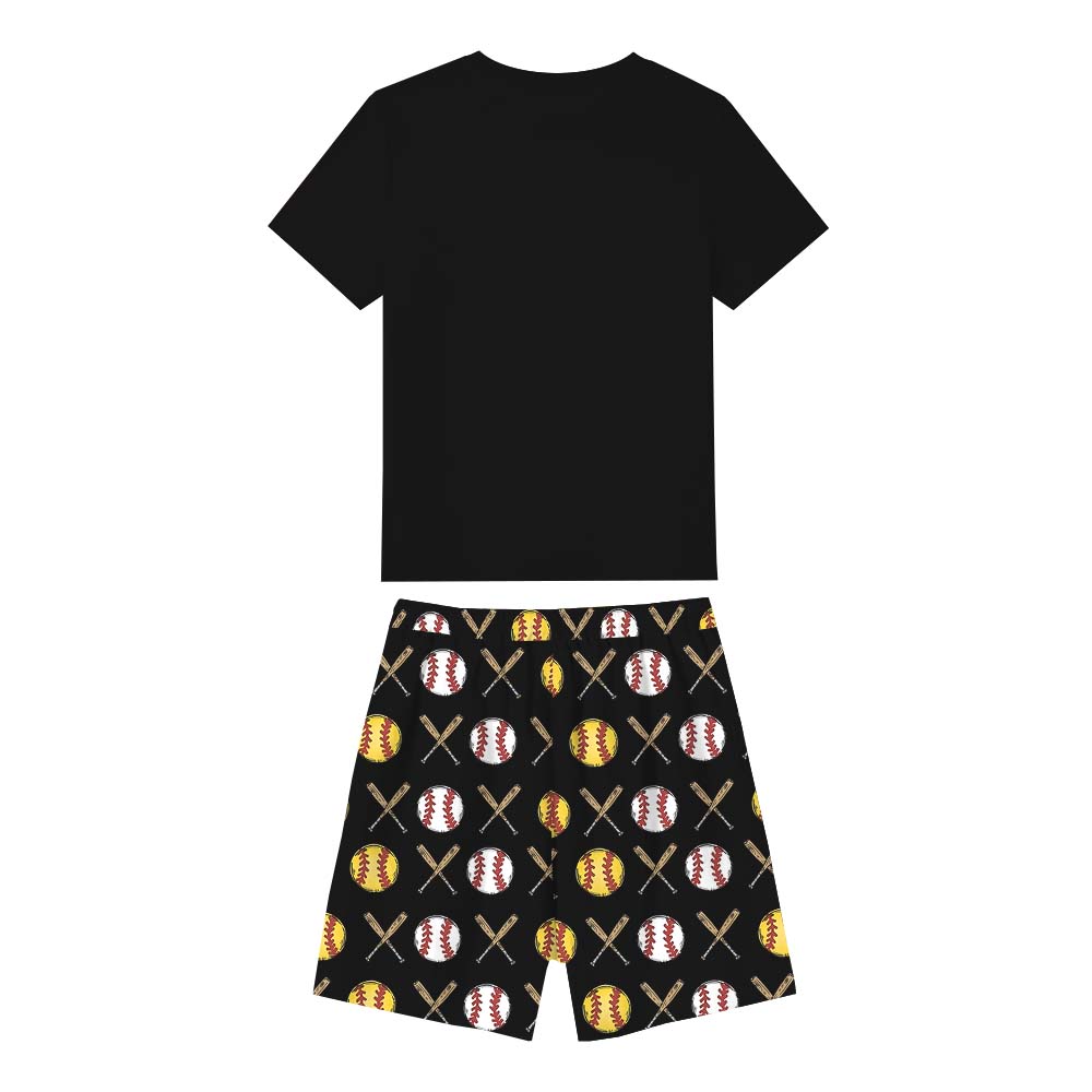 Baseball And Softball Game Day Pajamas For Adults Short Sleeves Baseball And Softball Game Day Pajamas For Adults Short Sleeves