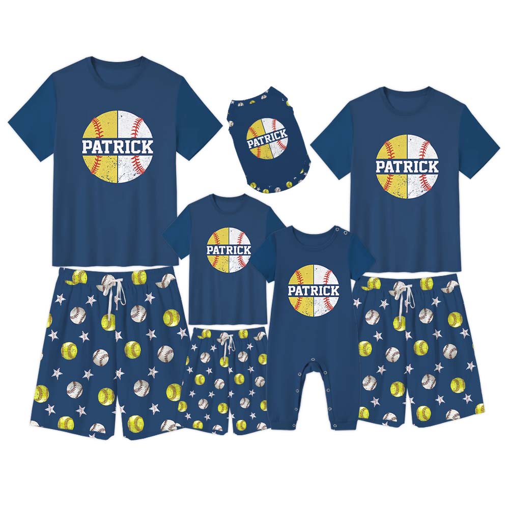 Personalized Baseball and Softball Sport Matching Pajamas Personalized Baseball and Softball Sport Matching Pajamas