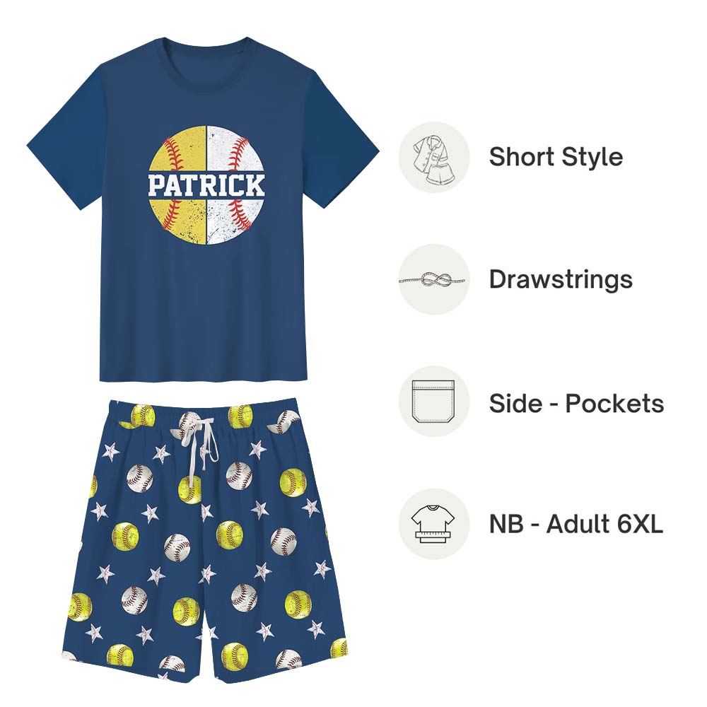 Personalized Baseball and Softball Sport Matching Pajamas Personalized Baseball and Softball Sport Matching Pajamas