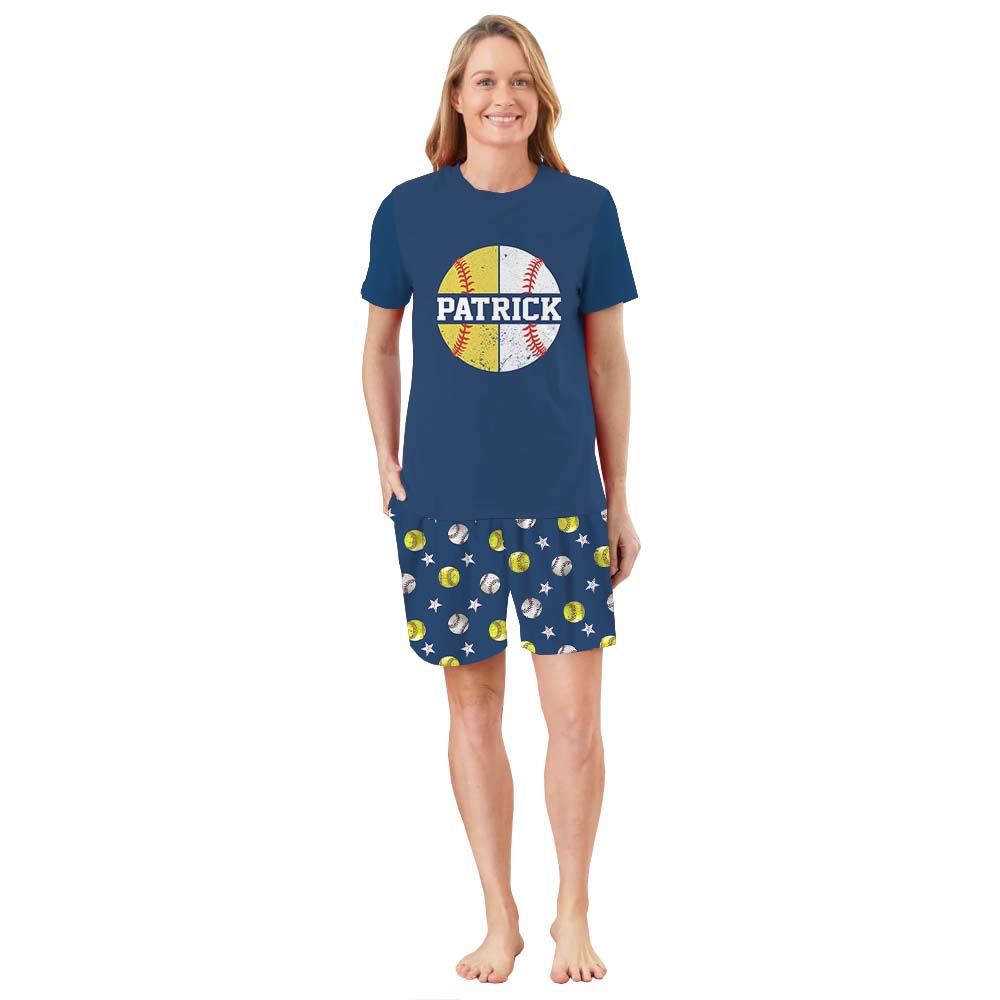 Personalized Baseball and Softball Sport Matching Pajamas Personalized Baseball and Softball Sport Matching Pajamas