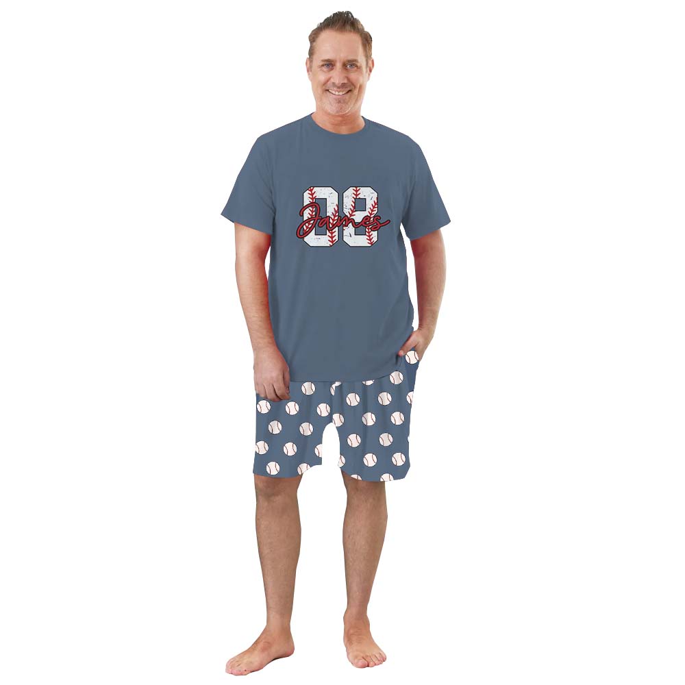 Baseball Themed With Name Pajamas Short Sets Baseball Themed With Name Pajamas Short Sets