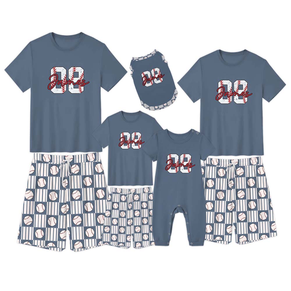Unique Baseball Number Sport Pajama Short Set