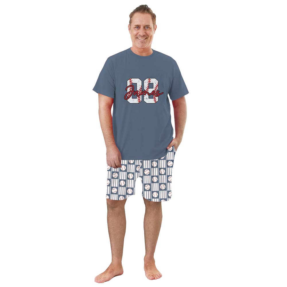 Unique Baseball Number Sport Pajama Short Set