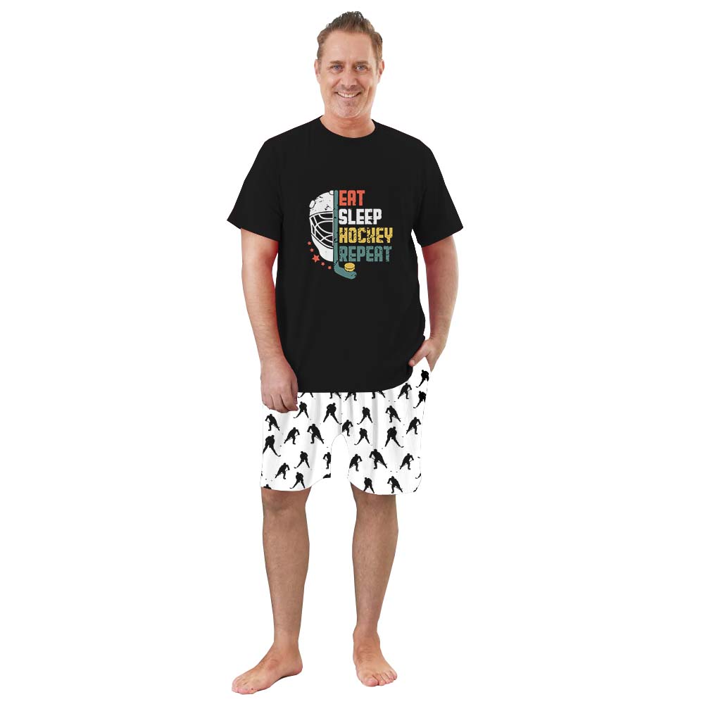 Eat Sleep Hockey Repeat Pajamas Tshirts And Shorts