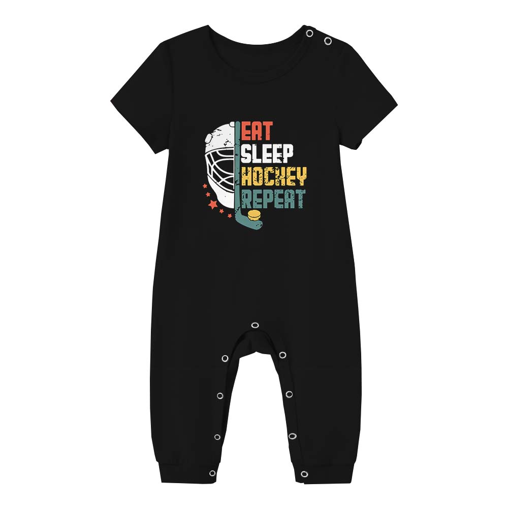Eat Sleep Hockey Repeat Pajamas Tshirts And Shorts