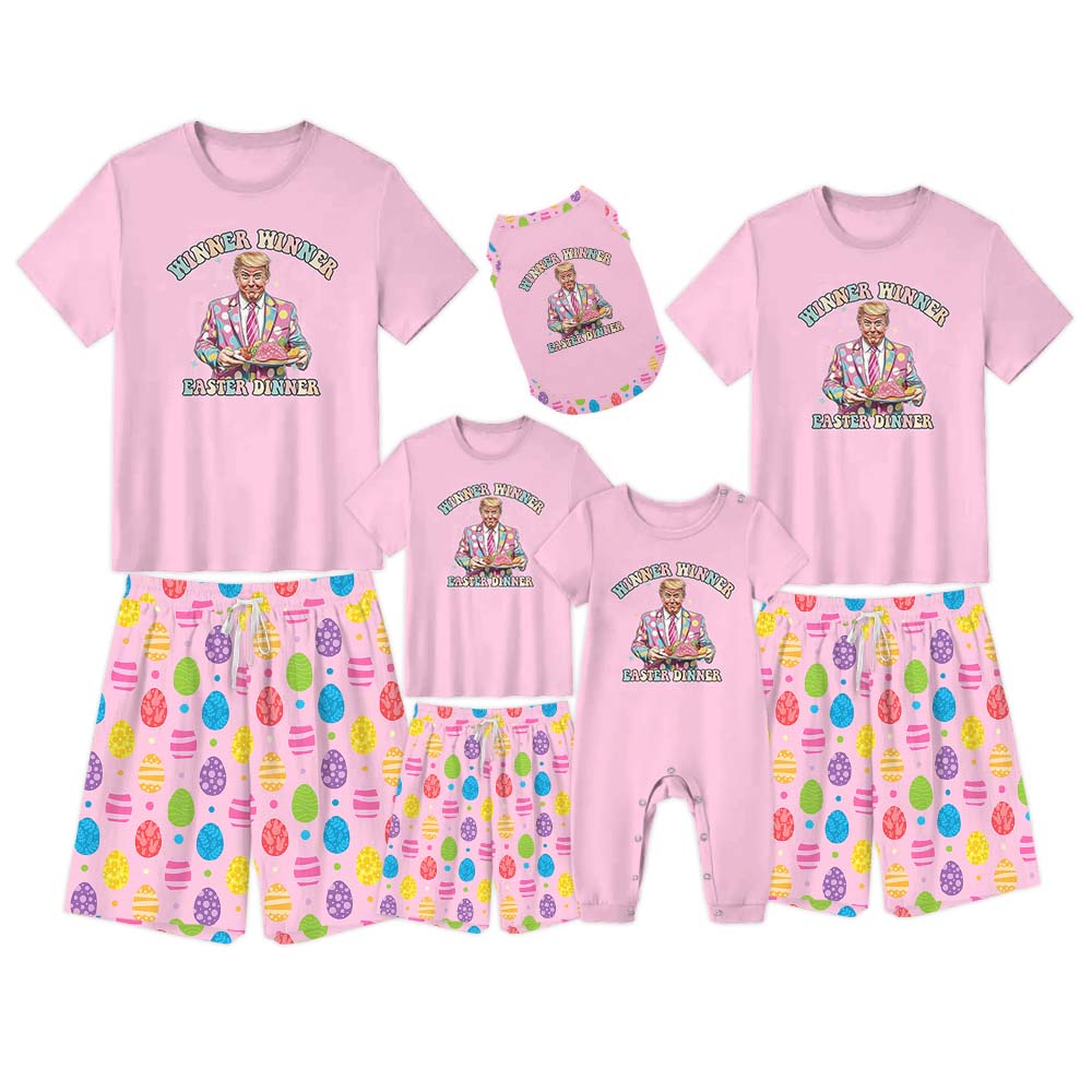 Trump Easter Pajamas For Adults Short Sleeves Pink Trump Easter Pajamas For Adults Short Sleeves Pink