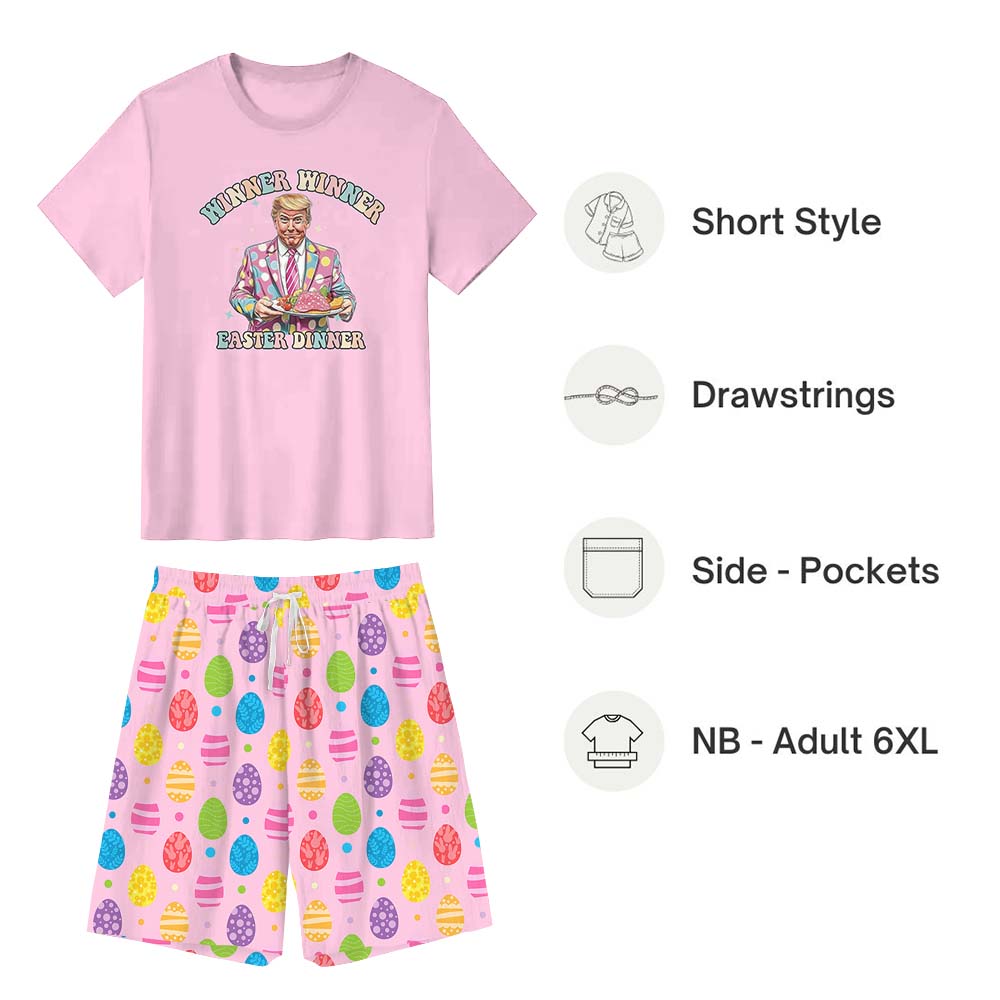 Trump Easter Pajamas For Adults Short Sleeves Pink Trump Easter Pajamas For Adults Short Sleeves Pink