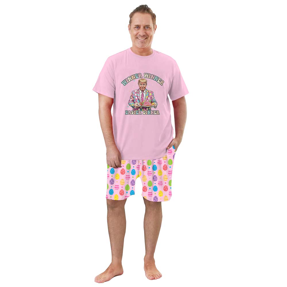 Trump Easter Pajamas For Adults Short Sleeves Pink Trump Easter Pajamas For Adults Short Sleeves Pink