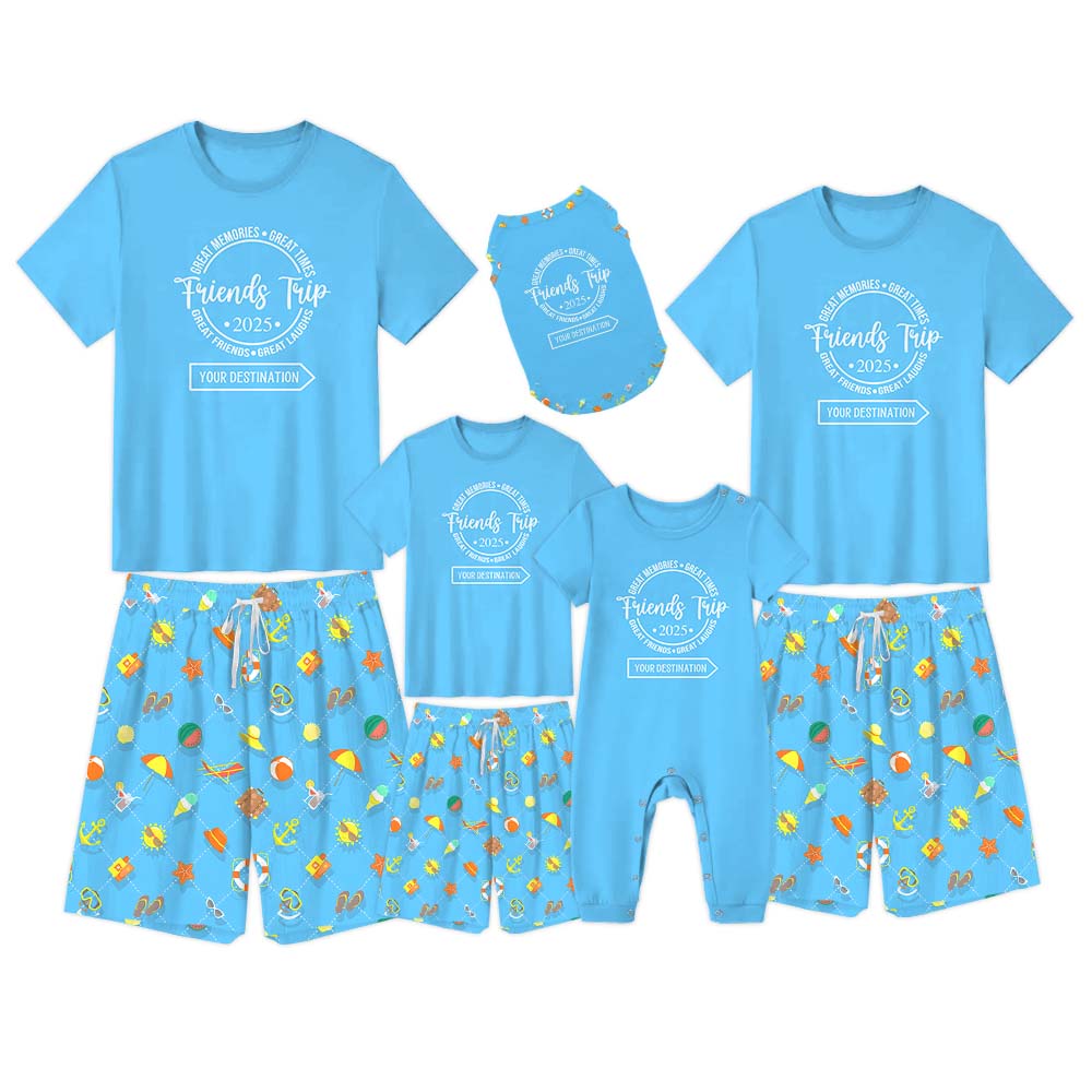 Friends Trip 2025 With Destination Pajamas For Adults Short Sleeves
