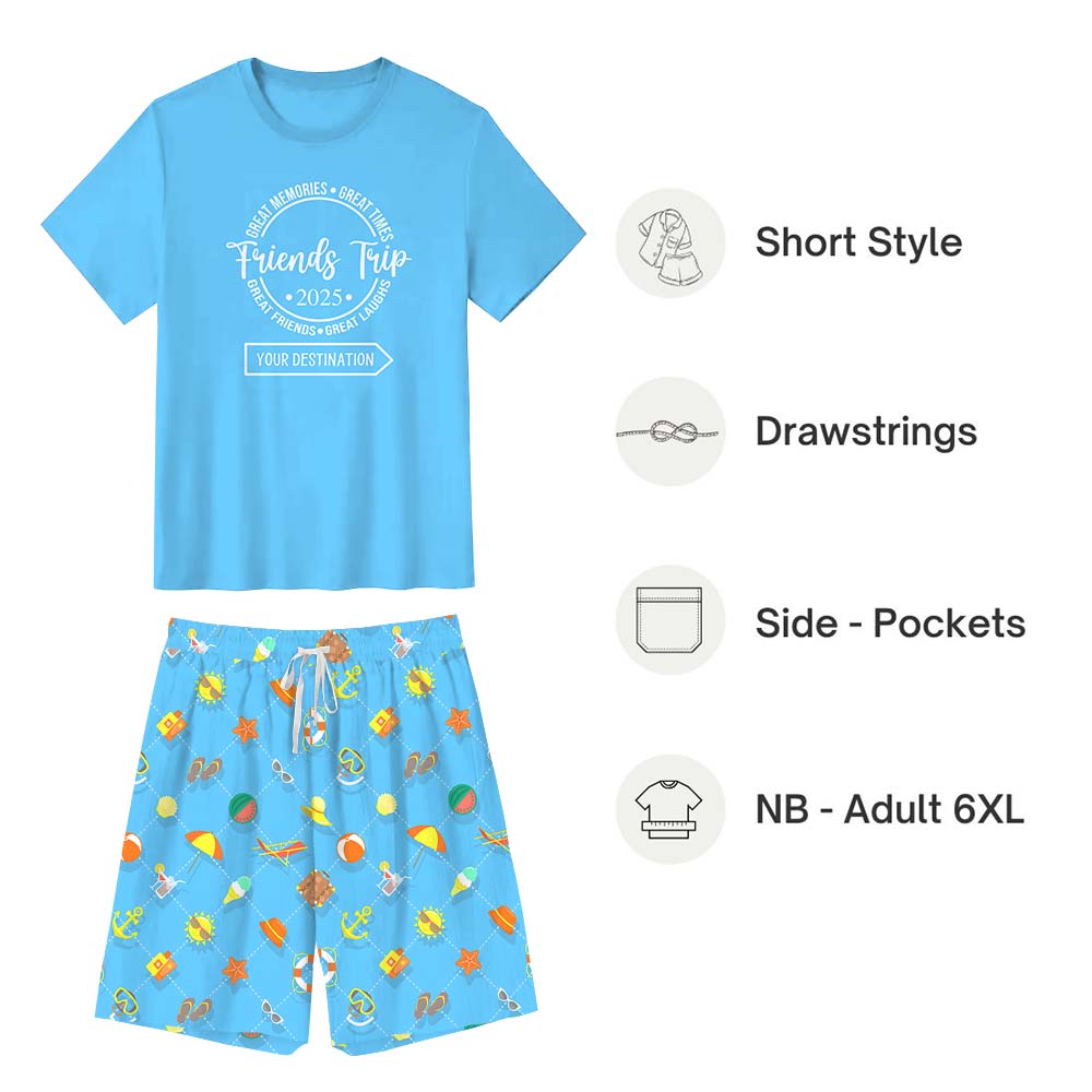 Friends Trip 2025 With Destination Pajamas For Adults Short Sleeves