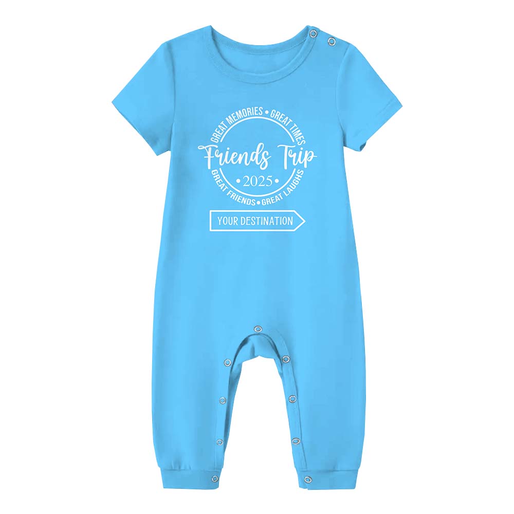 Friends Trip 2025 With Destination Pajamas For Adults Short Sleeves