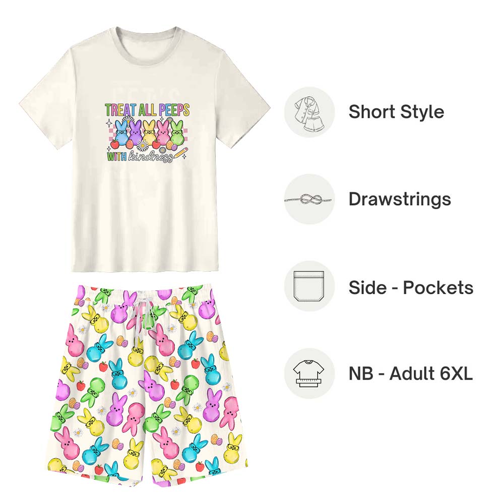 Treat All Peeps With Kindness Short Sleeve Easter Pajama Set Treat All Peeps With Kindness Short Sleeve Easter Pajama Set