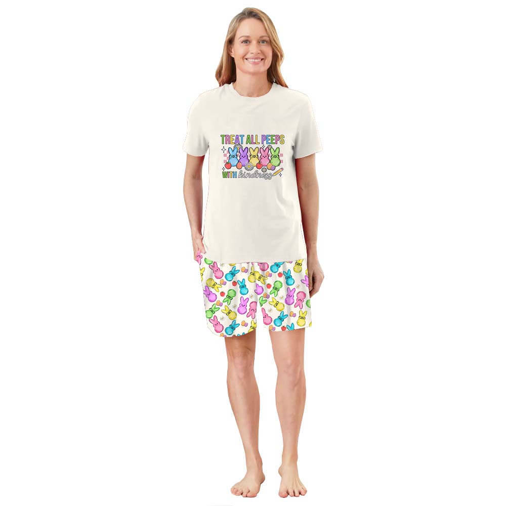 Treat All Peeps With Kindness Short Sleeve Easter Pajama Set Treat All Peeps With Kindness Short Sleeve Easter Pajama Set