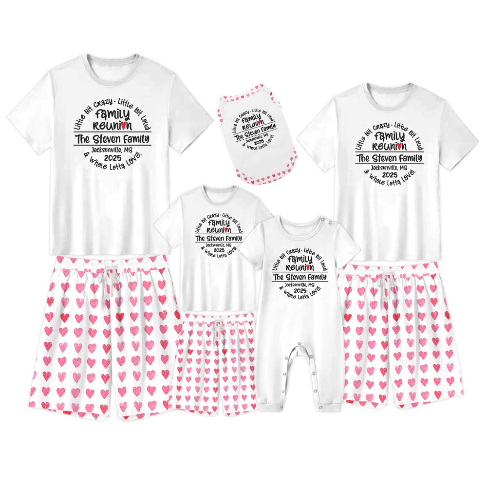 Personalized Family Reunion Matching Family Pajama Shorts Set Personalized Family Reunion Matching Family Pajama Shorts Set