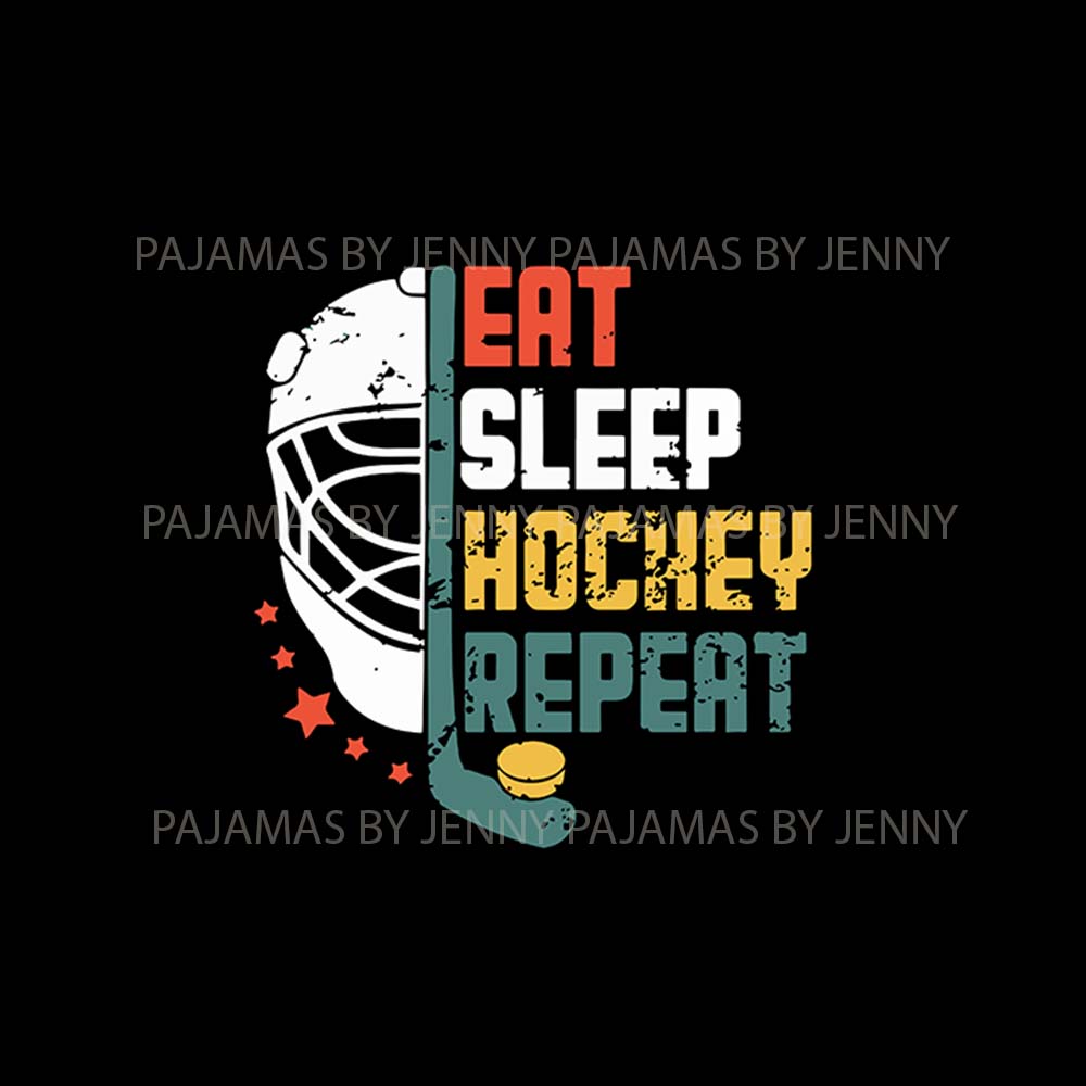 Eat Sleep Hockey Repeat Family Sport PJs Matching Sets