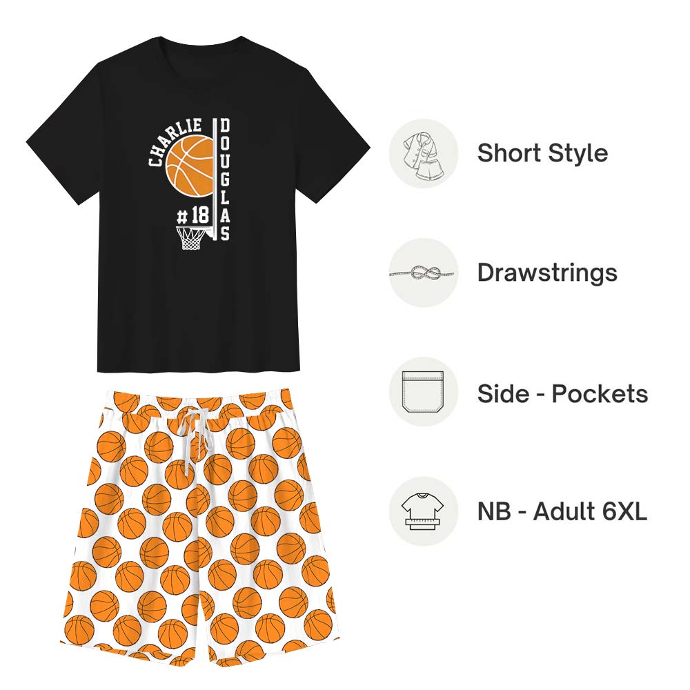 Basketball Team Name Sport Pajama Short Set Basketball Team Name Sport Pajama Short Set