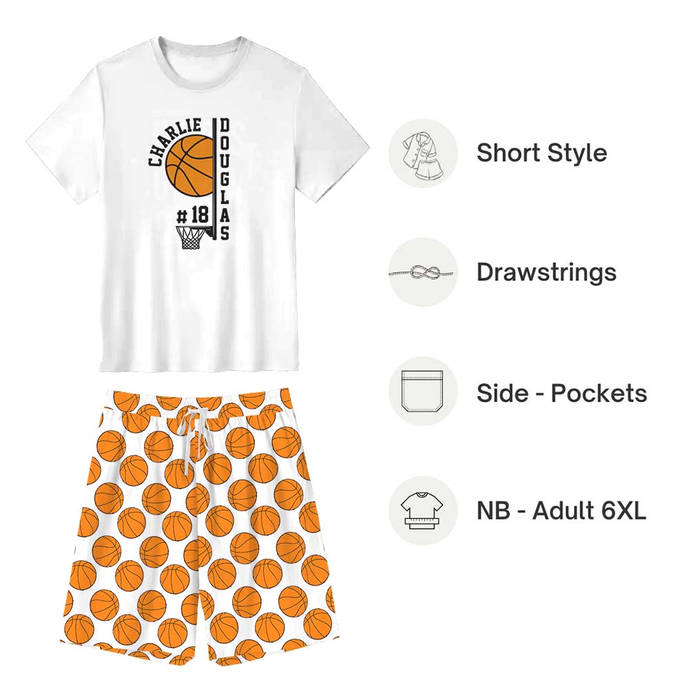 Personalized Basketball With Name Pajamas For Adults Short Sleeves Personalized Basketball With Name Pajamas For Adults Short Sleeves