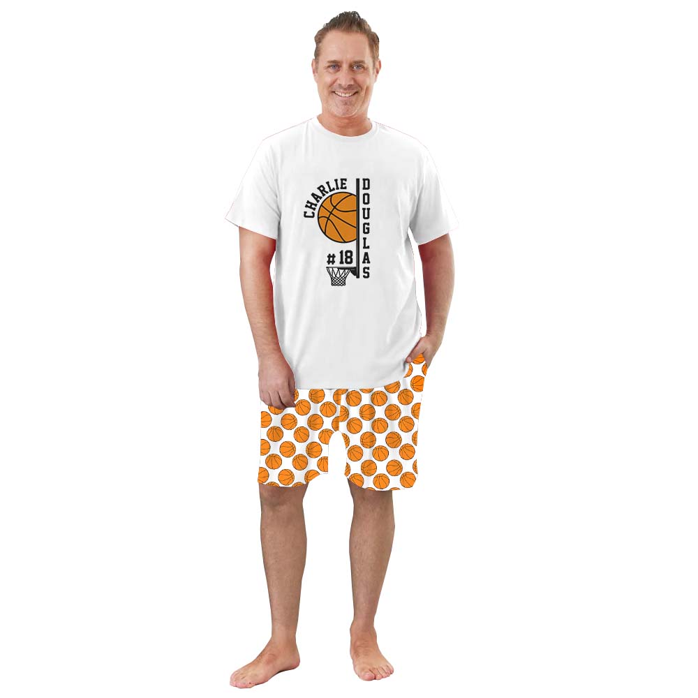 Personalized Basketball With Name Pajamas For Adults Short Sleeves Personalized Basketball With Name Pajamas For Adults Short Sleeves