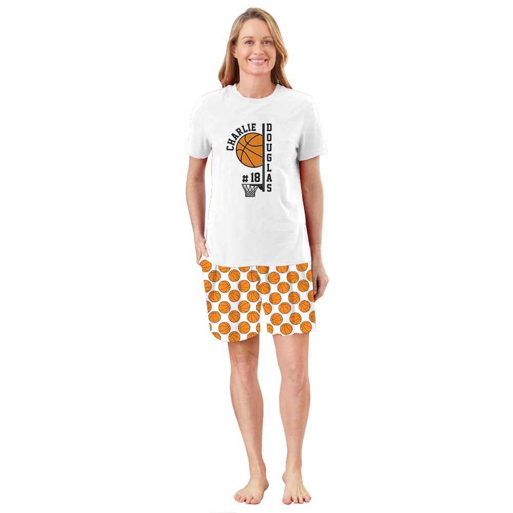 Personalized Basketball With Name Pajamas For Adults Short Sleeves Personalized Basketball With Name Pajamas For Adults Short Sleeves