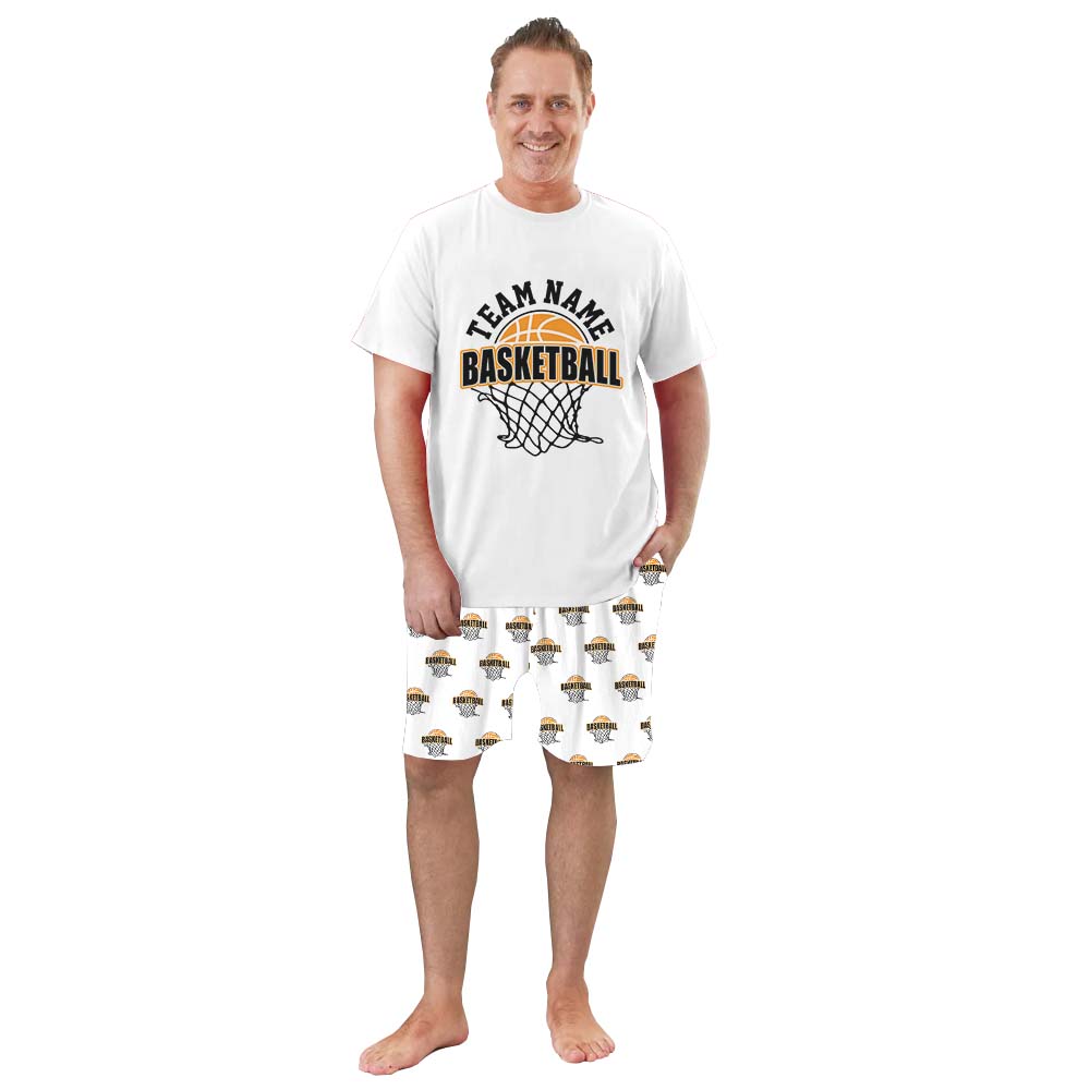 Custom Name Basketball Themed Jammies Matching Short Sleeves Custom Name Basketball Themed Jammies Matching Short Sleeves