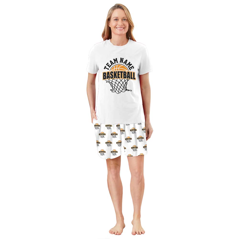 Custom Name Basketball Themed Jammies Matching Short Sleeves Custom Name Basketball Themed Jammies Matching Short Sleeves