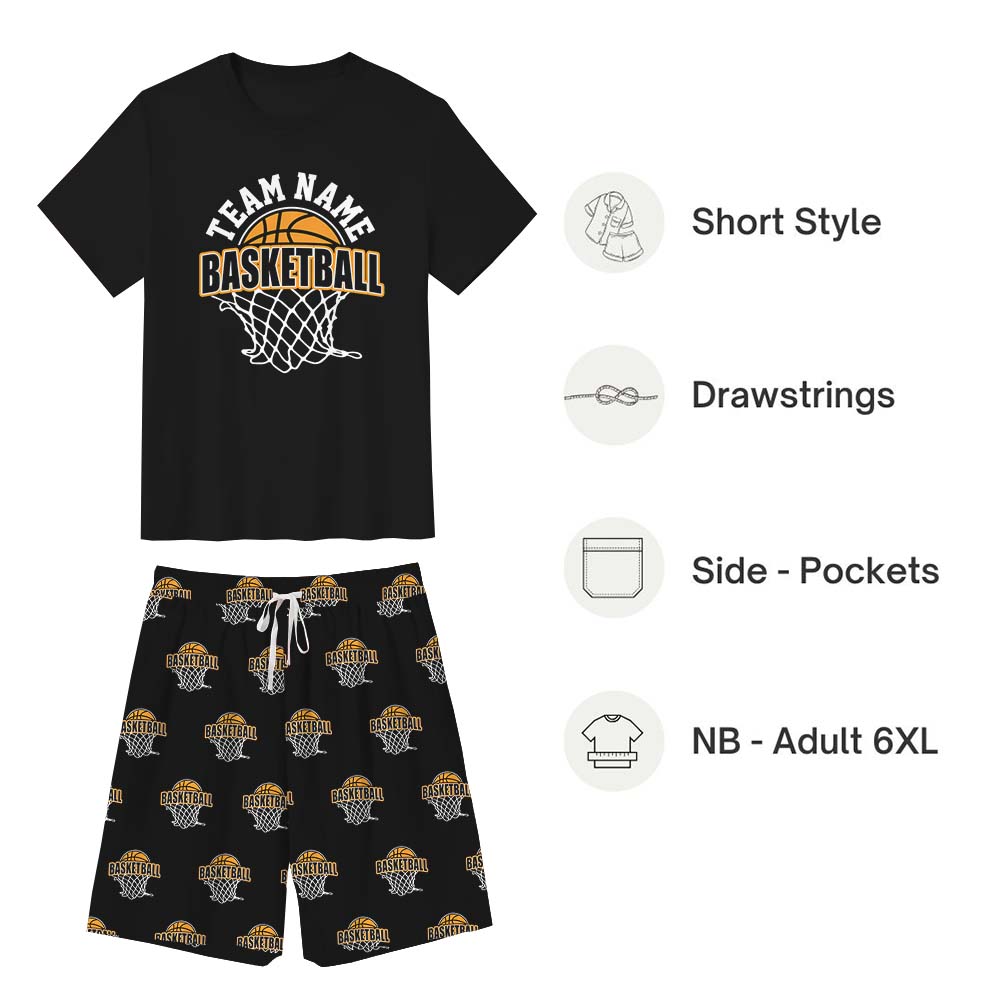 Custom Basketball Team Sport Pajamas For Family And Dog Short Sleeves Custom Basketball Team Sport Pajamas For Family And Dog Short Sleeves