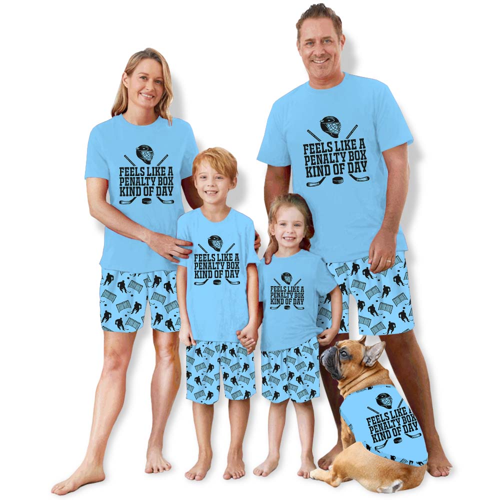 Cute Hockey Pajamas Tshirts And Shorts Blue Cute Hockey Pajamas Tshirts And Shorts Blue